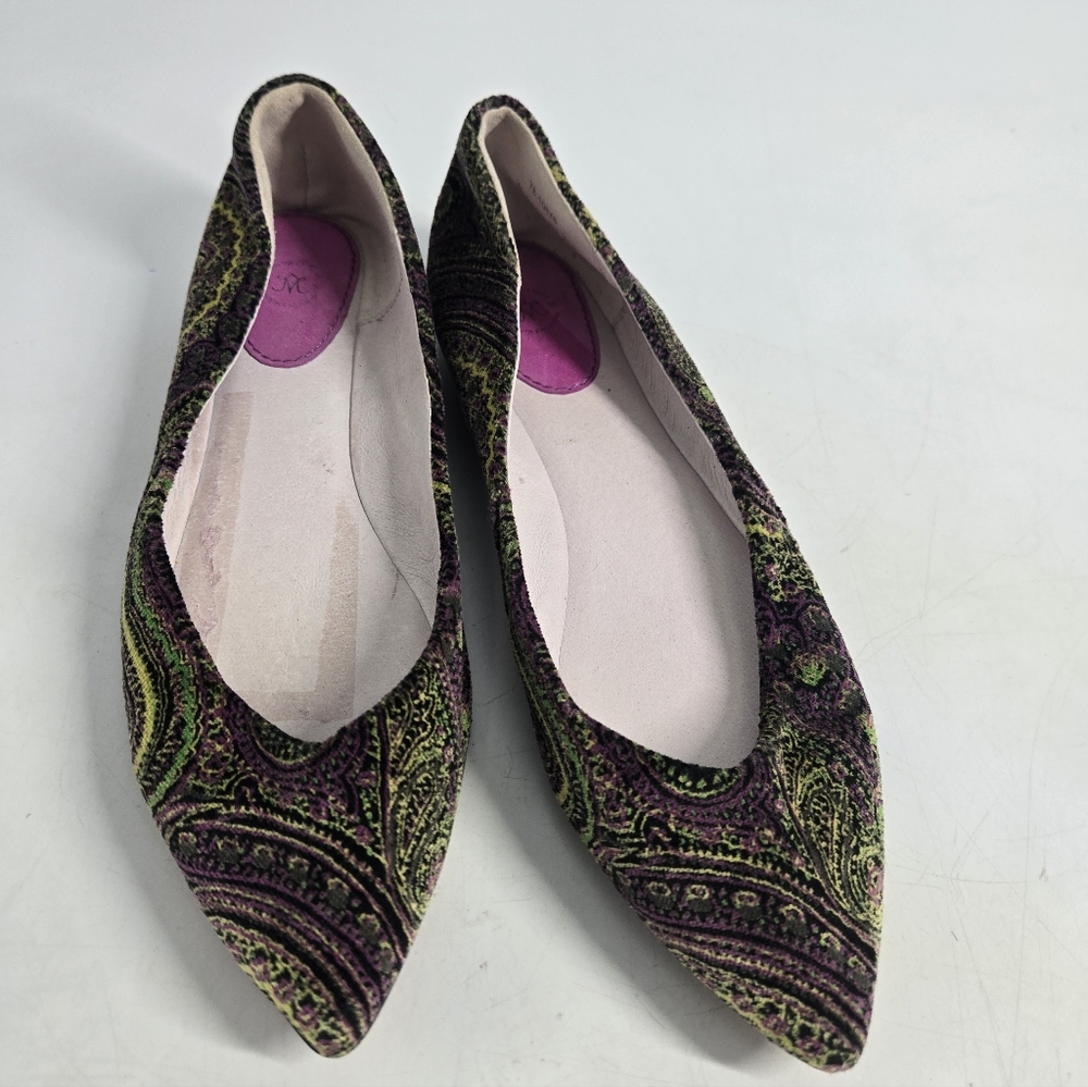 Paisley Print Velvety Pointed Toe Flats 8